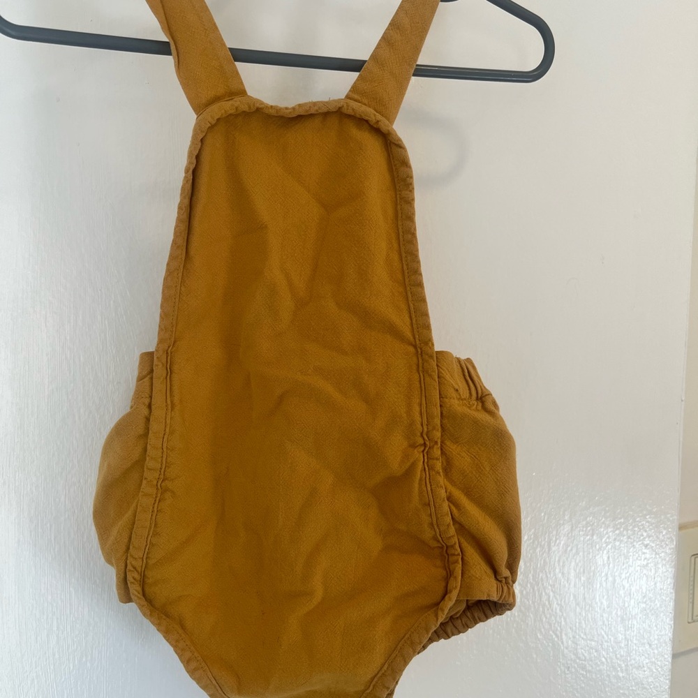 Noble Carriage Mustard Yellow Bubble Romper Overalls, 12-18M